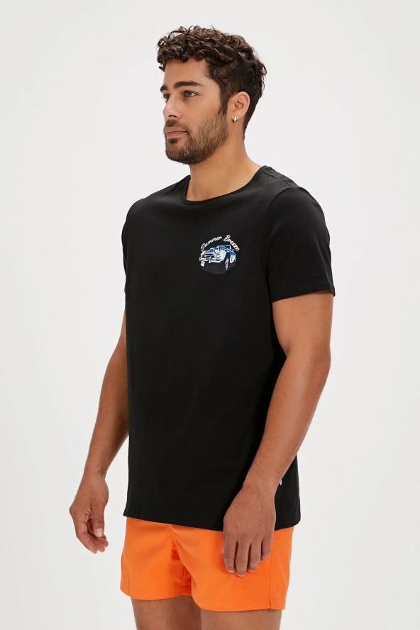 Bad Bear Dustin Baskılı Erkek Tişört 24.01.07.033 Siyah ürün görseli 1