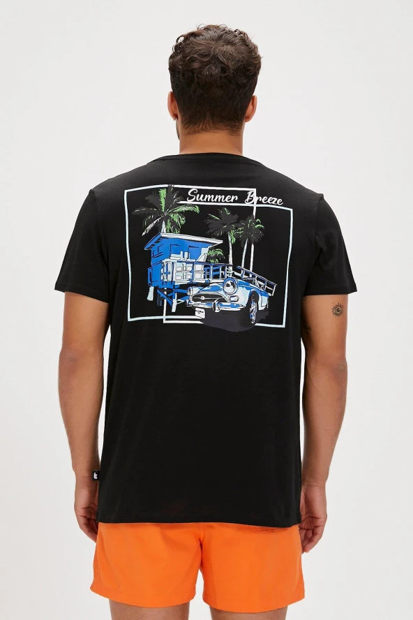 Bad Bear Dustin Baskılı Erkek Tişört 24.01.07.033 Siyah - Resim 3