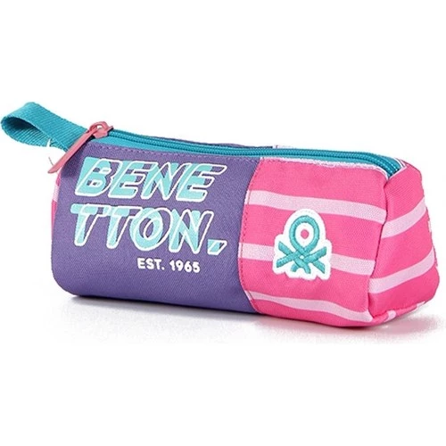 United Colors of Benetton Tek Bölmeli  Pembe Çizgili Kalem Çantası 03756 - 2