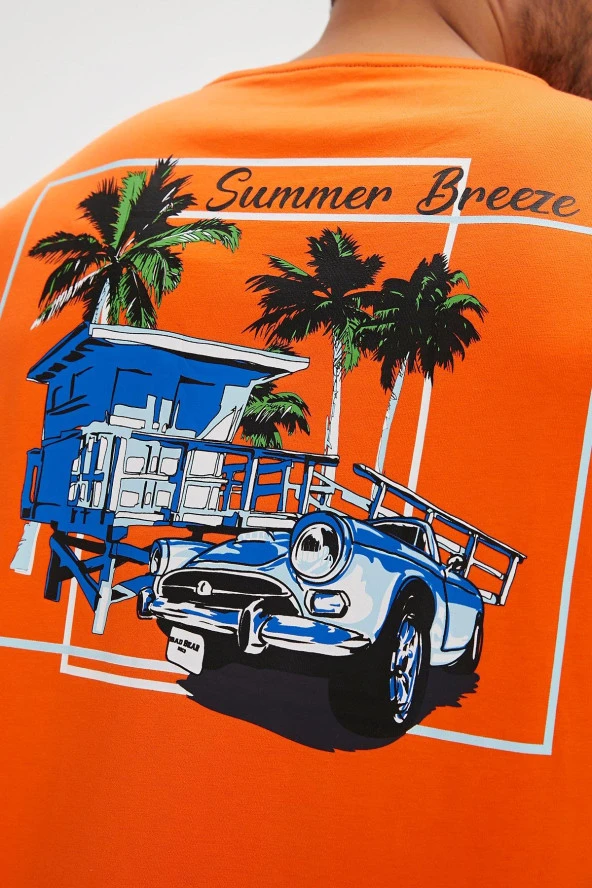 Bad Bear Dustin Baskılı Erkek Tişört 24.01.07.033 Turuncu - Resim 5