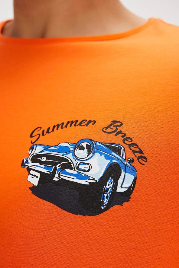 Bad Bear Dustin Baskılı Erkek Tişört 24.01.07.033 Turuncu - Resim 4