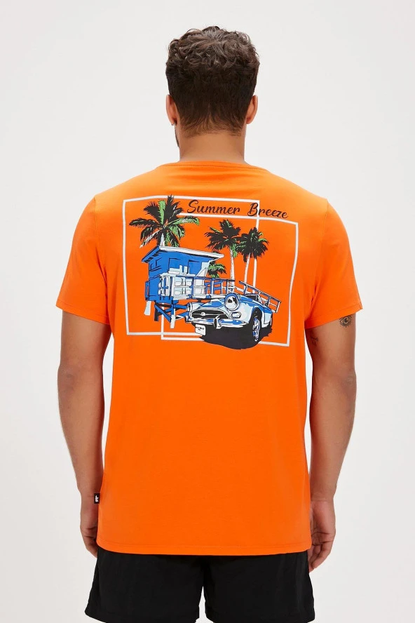 Bad Bear Dustin Baskılı Erkek Tişört 24.01.07.033 Turuncu - Resim 6