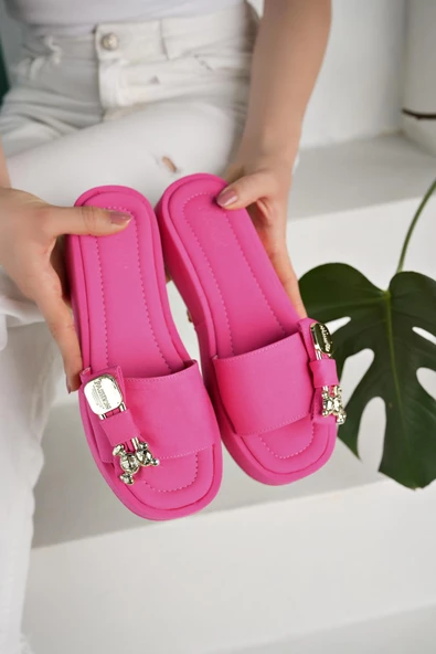 Muggo Mişa Garantili Günlük Fiyonk Aksesuar Detaylı Kadın Terlik - 7