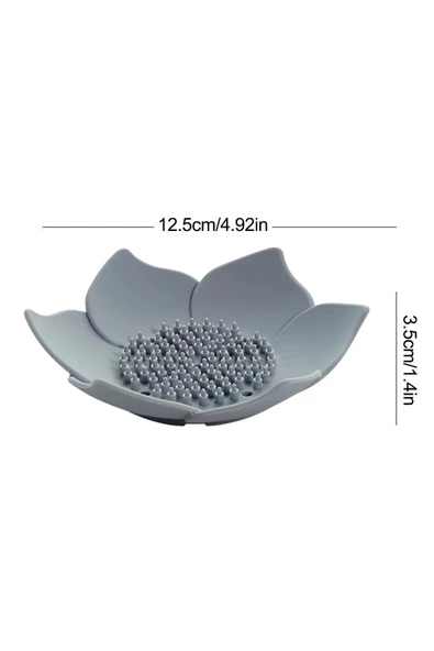 Sabunluk Lotus Tasarımlı Şık Sabunluk Katı Sabunluk Su Giderli Sabunluk Beyaz - 5