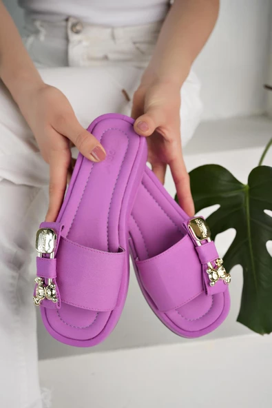 Muggo Mişa Garantili Günlük Fiyonk Aksesuar Detaylı Kadın Terlik - 12