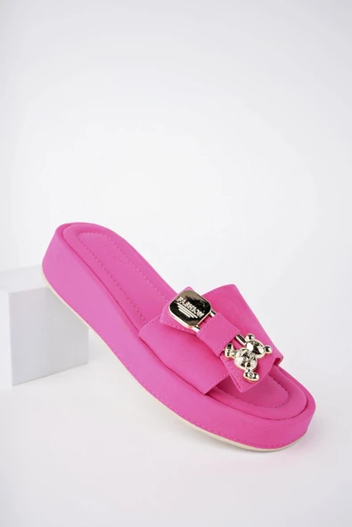 Muggo Mişa Garantili Günlük Fiyonk Aksesuar Detaylı Kadın Terlik - 9