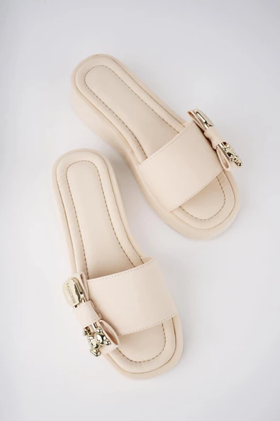 Muggo Mişa Garantili Günlük Fiyonk Aksesuar Detaylı Kadın Terlik - 5