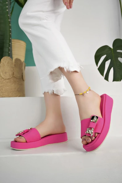 Muggo Mişa Garantili Günlük Fiyonk Aksesuar Detaylı Kadın Terlik - 8