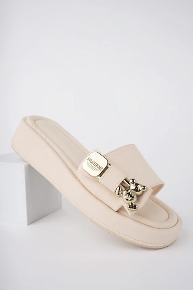 Muggo Mişa Garantili Günlük Fiyonk Aksesuar Detaylı Kadın Terlik - 4