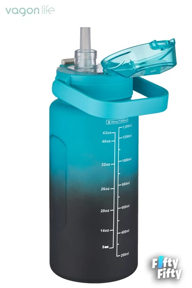 Vagonlife 2'li Ekonomik Motivasyon Matara Seti 1500 ml Büyük Boy 4 Farklı Renk Seçeneği FiftyFifty - 5