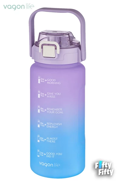 Vagonlife 2'li Ekonomik Motivasyon Matara Seti 1500 ml Büyük Boy 4 Farklı Renk Seçeneği FiftyFifty - 8