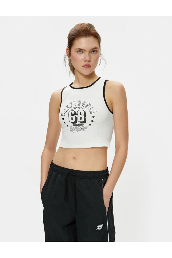 Crop Atlet Halter Yaka Baskılı Fitilli - 3