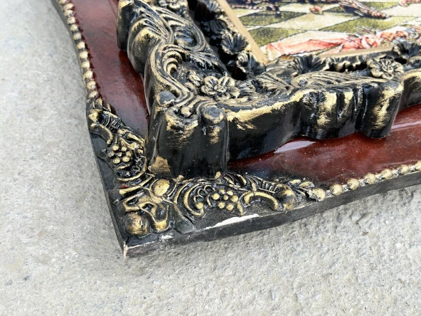 Çay Partisi Adlı İran Tebriz Halı Tablo 95x74cm - Duvar Halı Kilim Tablo - 8