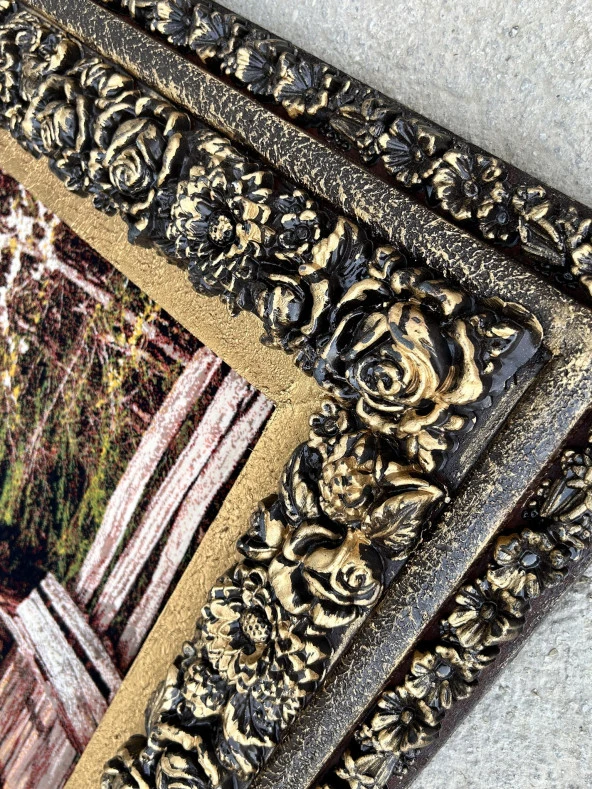 Ormandaki Kulübe Adlı İran Tebriz Halı Tablo 95x75cm - Duvar Halı Kilim Tablo - 7