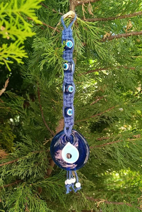 Cam Nazar Kötü Göz Kovucu Hand Made Ağaç Duvar Dekorasyonu Hasır Nazarlık Duvar Ağaç Ev Süsü - 2