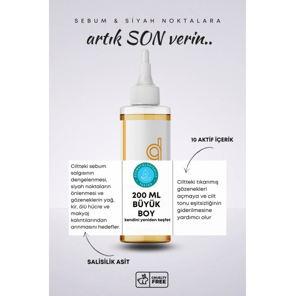 Salisilik Asit Tonik - Gözenek Sıkılaştırıcı Sivilce ve Akne Karşıtı Siyah Nokta Temizleme 200 ML - 2
