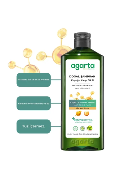 Doğal Kepeğe Karşı Etkili Şampuan 400 ml(Vegan,Tuzsuz) - Resim 3