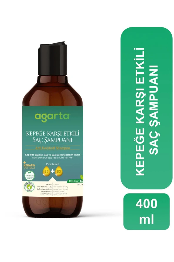 Doğal Kepeğe Karşı Etkili Şampuan 400 ml(Vegan,Tuzsuz)