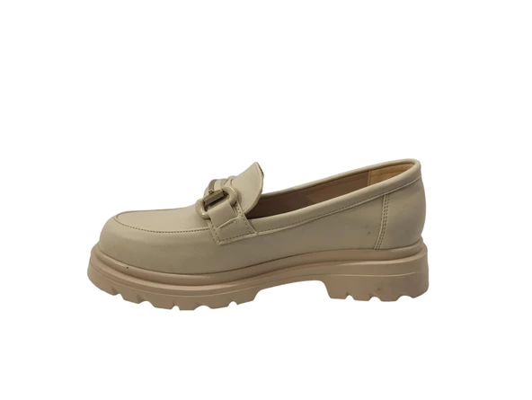 Ventes 581115Z Kalın Taban Gold Tokalı Günlük Kadın Loafer Makosen Ayakkabı - 6