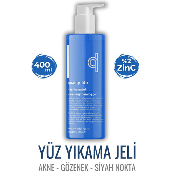 Yüz Yıkama Jeli 400 ML Yağlı Karma Ciltler İçin  Siyah Nokta   Makyaj Temizleme