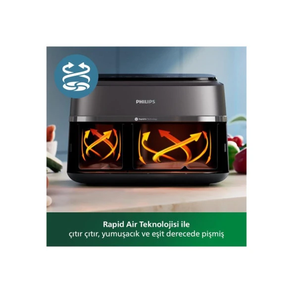 PHİLİPS NA-350/00 ÇİFT HAZNELİ AİRFRYER - 2