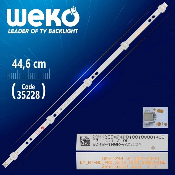 Sunny Tv LED BAR Takım 10 lu 5 ledli 44,6 cm uyumlu tv kodları  V1 - CY_HT+HD_48D_3528_10*5_300MA-15V  35228 284101-A14