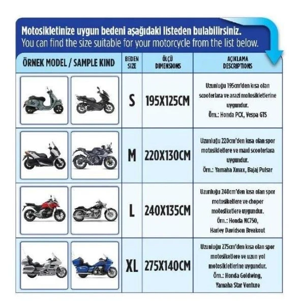 XL MOTOSİKLET ÖRTÜSÜ - AUTOMİX