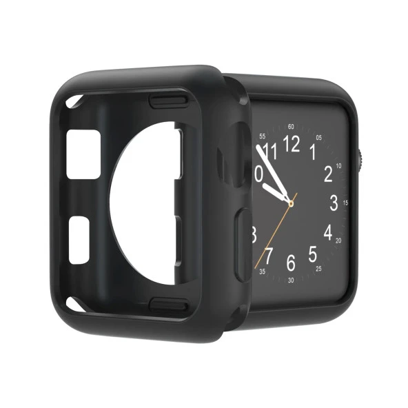 iOS Uyumlu Watch 38 - 40 - 42 - 44 Mm Yumuşak Siyah Premium Silikon Kılıf