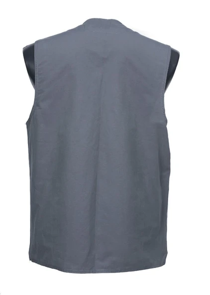 Battal Beden Erkek Kumaş Yelek Yazlık V Yaka Gri Renk - 6