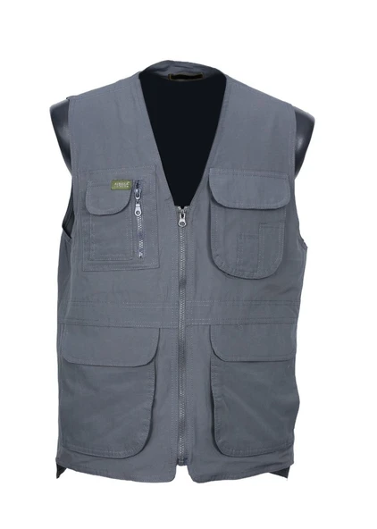 Erkek Kumaş Yelek Yazlık V Yaka Gri Renk - 7