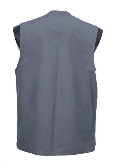 Erkek Kumaş Yelek Yazlık V Yaka Gri Renk - 3