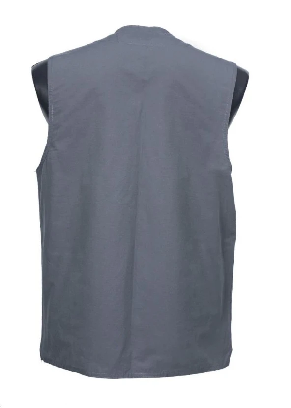 Battal Beden Erkek Kumaş Yelek Yazlık V Yaka Gri Renk - 3