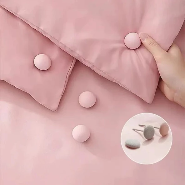 4 Adet PEMBE Yorgan Kılıfı Ve Çarşaf Tutucu Sabitleyici Yastık Nevresim Sabitleyici Düzenleyici