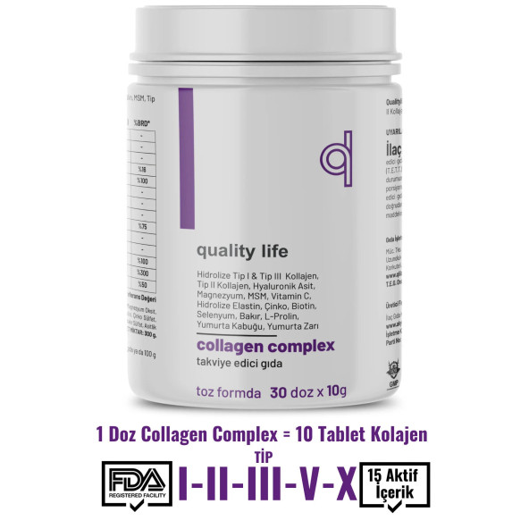 Collagen Complex Saf Toz 300 GR Tip1 Tip2 Tip3 Tip5 Tip10 Hidrolize Kolajen Peptit Magnezyum