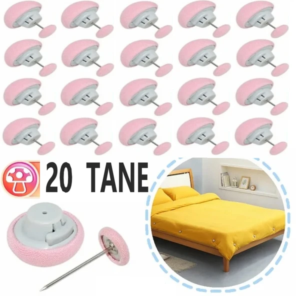 20 Adet PEMBE Yorgan Kılıfı Ve Çarşaf Tutucu Sabitleyici Yastık Nevresim Sabitleyici Düzenleyici
