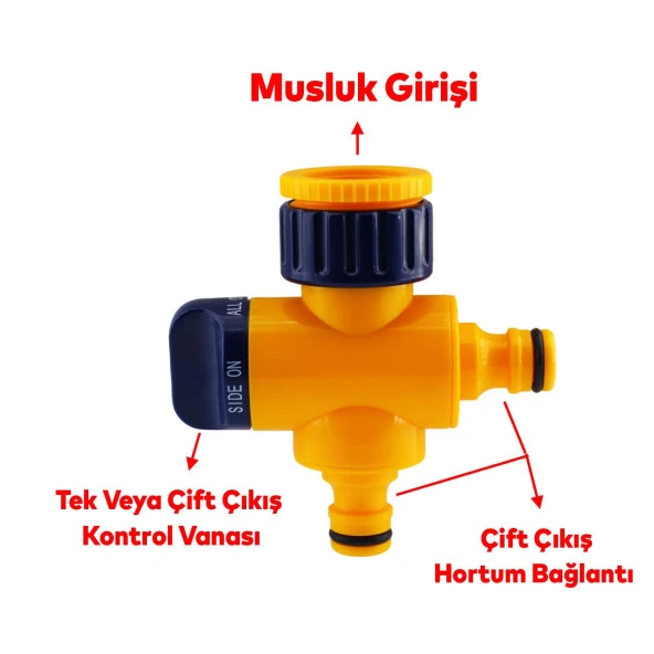 Çift Yönlü Hortum Bağlantı Aparatı Sulama Ara Bağlantı Ekleme Çift Yönlü Musluk Bağlantı Eki DY8906 - 3