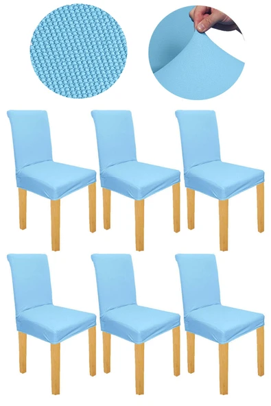 Spandex Mikro Petek Kumaş Likralı Lastikli Tüylenmez 6'lı Sandalye Kılıfı Kaliteli Sandalye Örtüsü ürün görseli