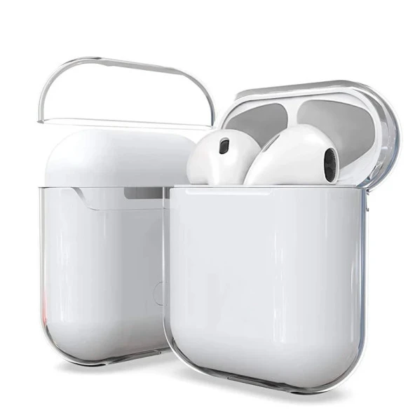 Newface  Airpods 1. Nesil / 2. Nesil Uyumlu Sert İnce Premium Şeffaf Kılıf - 2