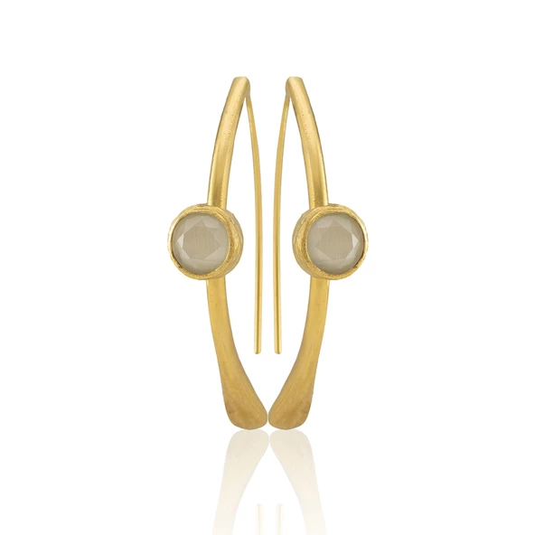 Kadir Jewellery 22 Ayar Altın Kaplama Kadın Taşlı Küpe -El İşçiliği Ve Hipoalerjenik Küpe - Resim 11