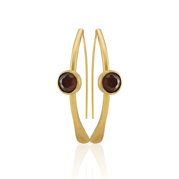 Kadir Jewellery 22 Ayar Altın Kaplama Kadın Taşlı Küpe -El İşçiliği Ve Hipoalerjenik Küpe - Resim 5