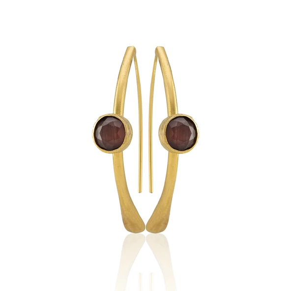 Kadir Jewellery 22 Ayar Altın Kaplama Kadın Taşlı Küpe -El İşçiliği Ve Hipoalerjenik Küpe - Resim 8