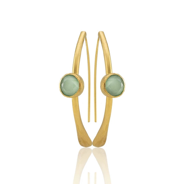 Kadir Jewellery 22 Ayar Altın Kaplama Kadın Taşlı Küpe -El İşçiliği Ve Hipoalerjenik Küpe - Resim 4