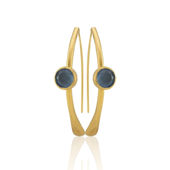 Kadir Jewellery 22 Ayar Altın Kaplama Kadın Taşlı Küpe -El İşçiliği Ve Hipoalerjenik Küpe - Resim 12