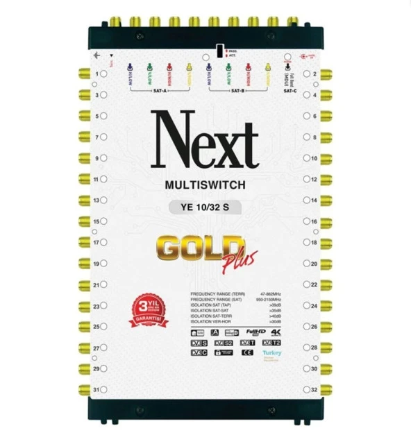 Next YE-10/32 Hybrid Sonlu ve Kaskatlı Bir Arada Gold Plus Multiswitch Uydu Santrali 130032