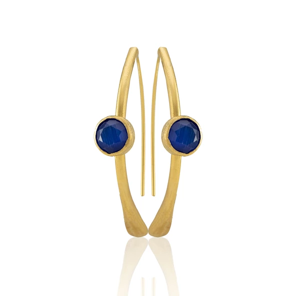 Kadir Jewellery 22 Ayar Altın Kaplama Kadın Taşlı Küpe -El İşçiliği Ve Hipoalerjenik Küpe - Resim 9