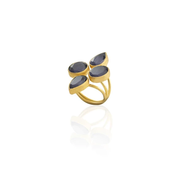 Kadir Jewellery 22 Ayar Altın Kaplama Zirkon Taşlı Kadın Vintage Yüzük - 10