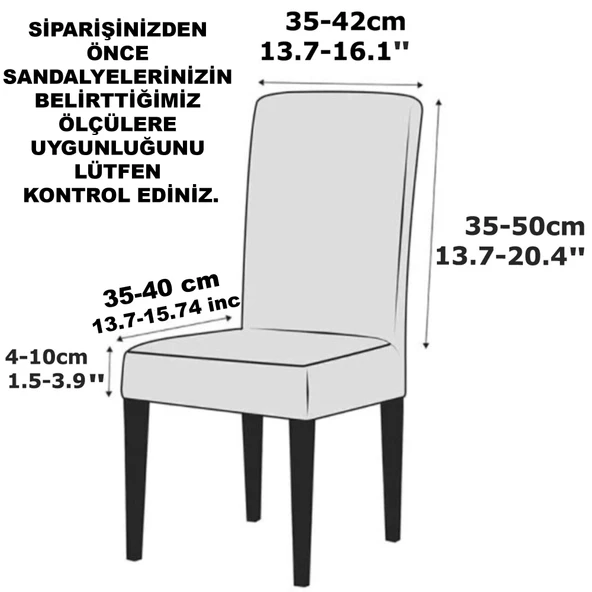 Ipek Kadife 6'lı Sandalye Kılıfı Likralı Lastikli Kadife Sandalye Örtüsü (6 ADET) - Krem - Resim 3