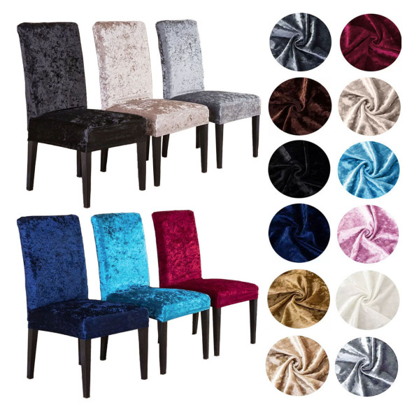 Ipek Kadife 6'lı Sandalye Kılıfı Likralı Lastikli Kadife Sandalye Örtüsü (6 ADET) - Gold - Resim 2