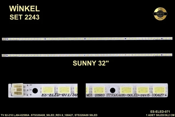 Sunny Slim Led Bar 32 inç 2x36,2cm 50 Ledli Tv Led Bar 284367-CC7