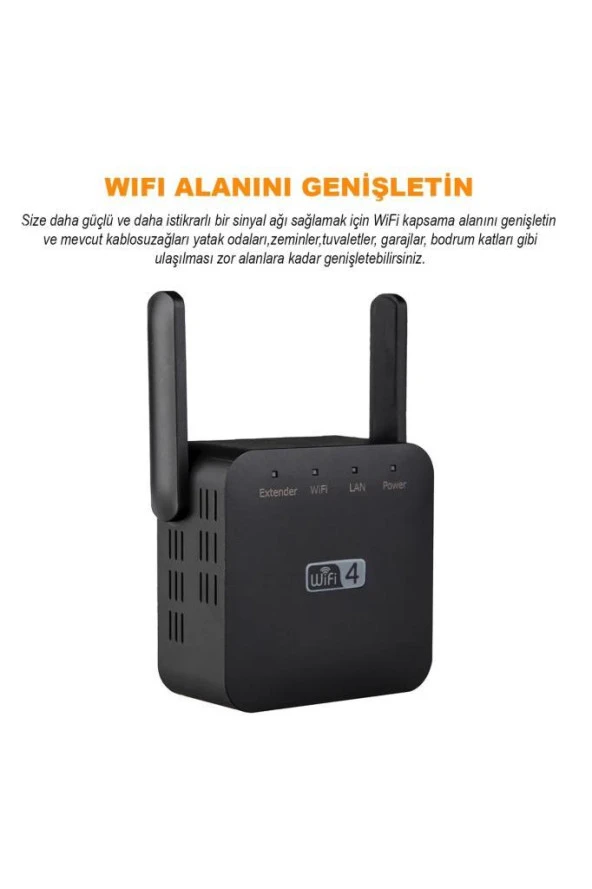 Kablosuz AP Repeater Wps Router 300 Mbps Wifi Sinyal Yaklaştırıcı Güçlendirici Menzil Genişletici - Resim 4